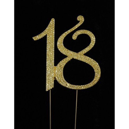 TIAN SWEET 18th Rhinestone Cake Topper Gold 3301518g